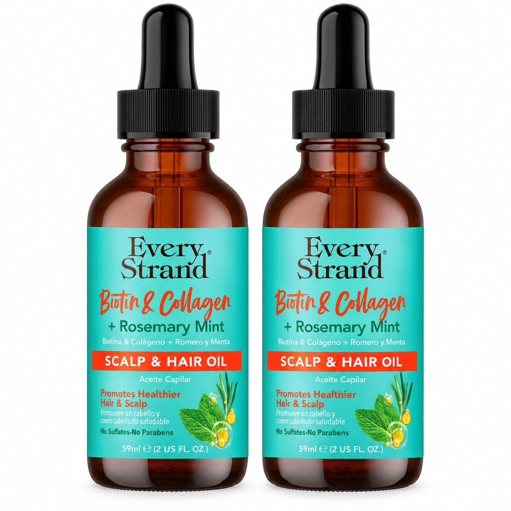 Every Strand Biotin & Collagen Rosemary Mint Scalp & Hair Oil 2oz 2-Pack Set